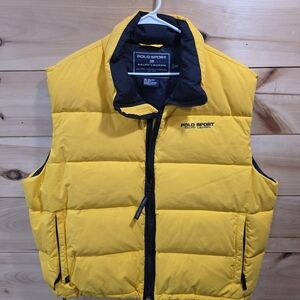 Vintage 90s Polo Sport Ralph Lauren Down Puffer Vest XXL Yellow